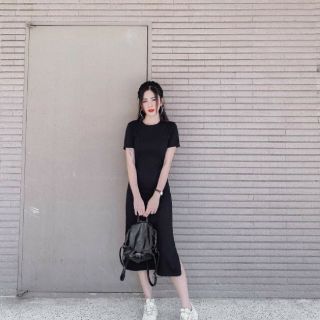 Đầm váy body thun gân trơn
