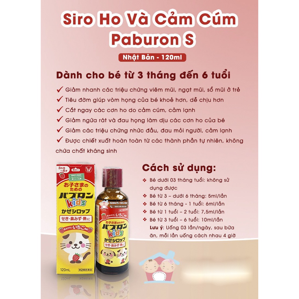 Siro ho Paburon Nhật, Siro chó mèo 120ml Nhật Bản