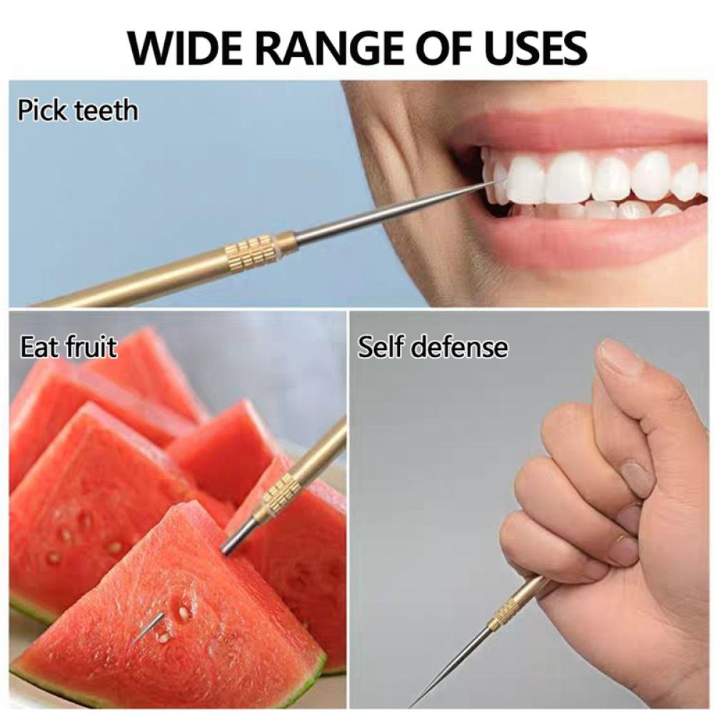 Titanium outdoor edc portable multi-purpose toothpick chai fruit fork dụng cụ cắm trại tăm