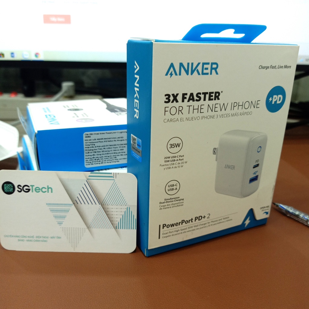 Sạc Anker PowerPort PD+2, 35w (Cổng PD 20W)-A2636