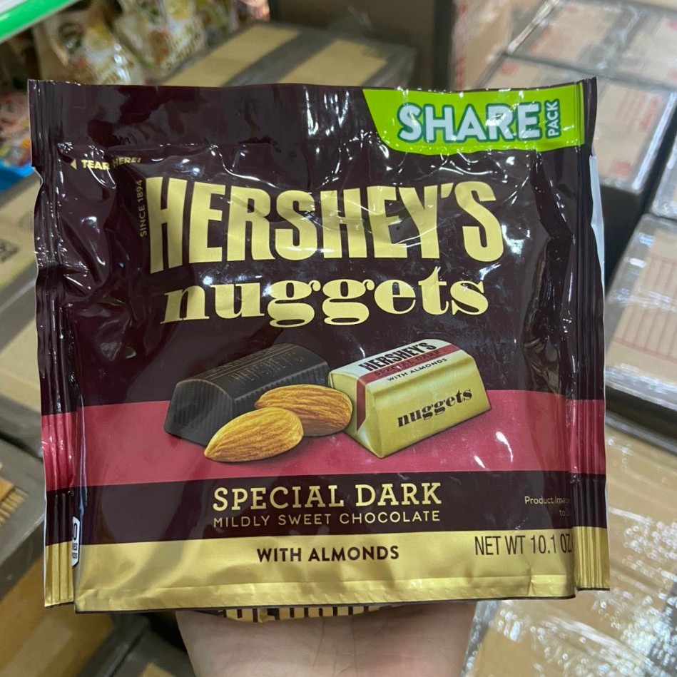 Socola Hershey Nuggets Đắng Hạnh Nhân 286gr DATE 12.2021