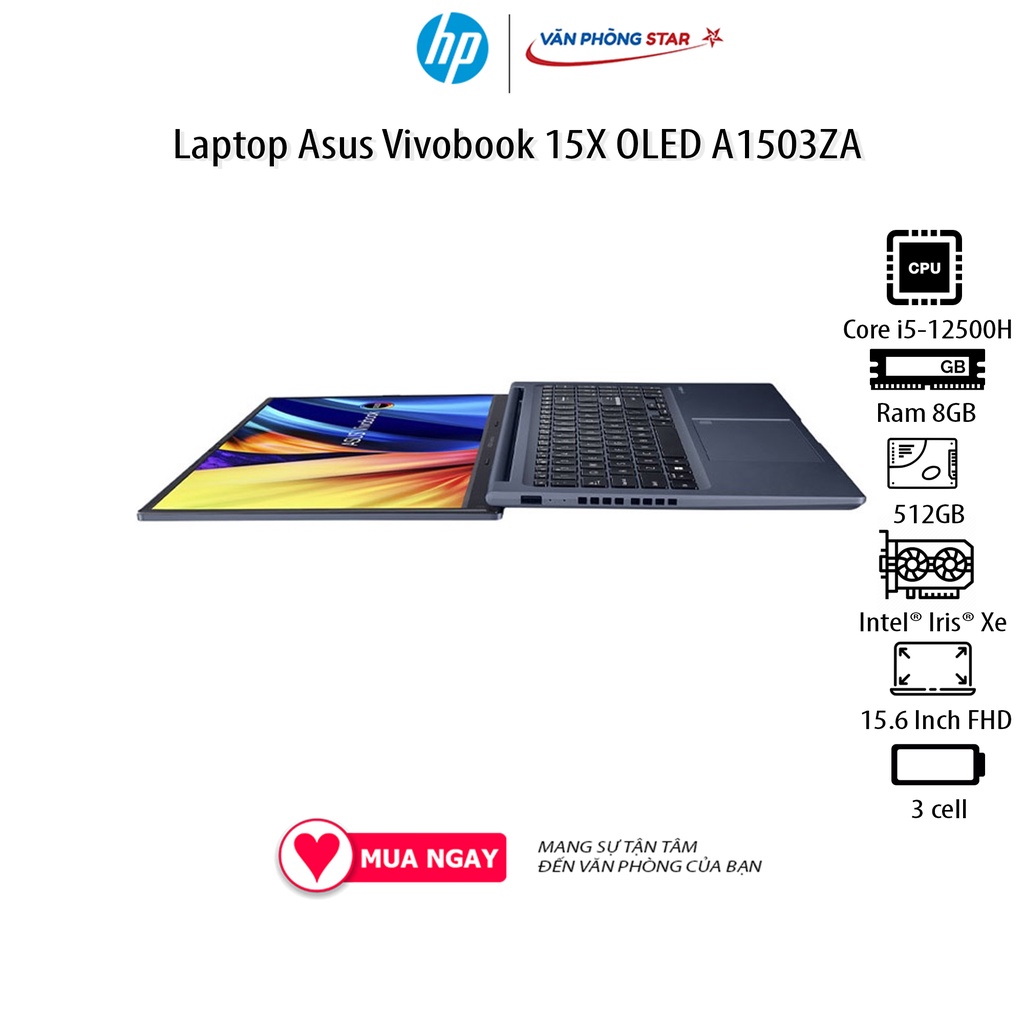Laptop Asus Vivobook 15X OLED A1503ZA-L1422W (Core i5-12500H | 8GB | 512GB | Intel® Iris® Xe | 15.6 inch OLED FHD
