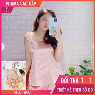 - set pijama lụa tim gấm ba lỗ cao cấp - mã l204