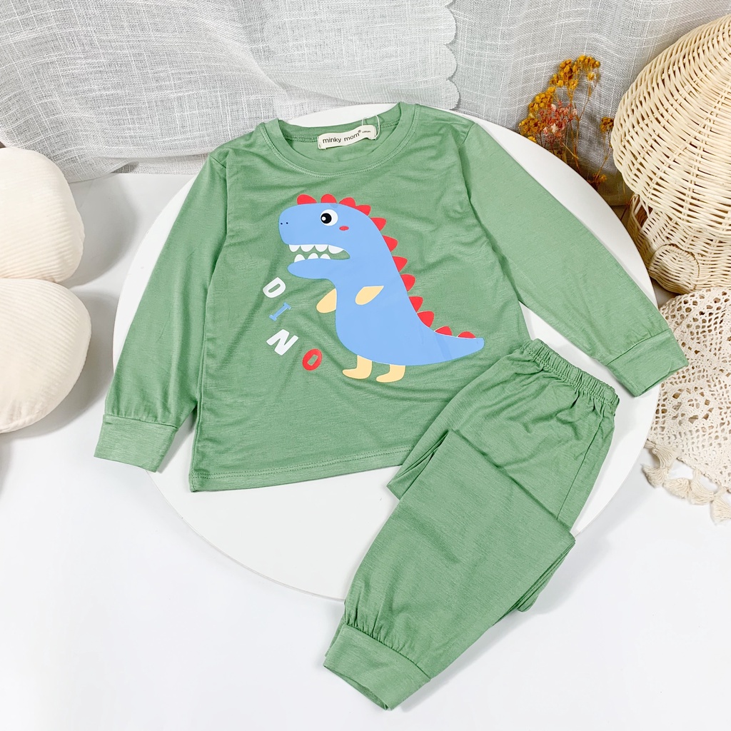 [SZ ĐẠI] Bộ Quần Áo Bé Gái, Bé Trai Minky Mom Vải Thun Lạnh Voi Hồng, Bộ Dài Tay Cho Bé Mặc Nhà Thu Đông MKMTD2206