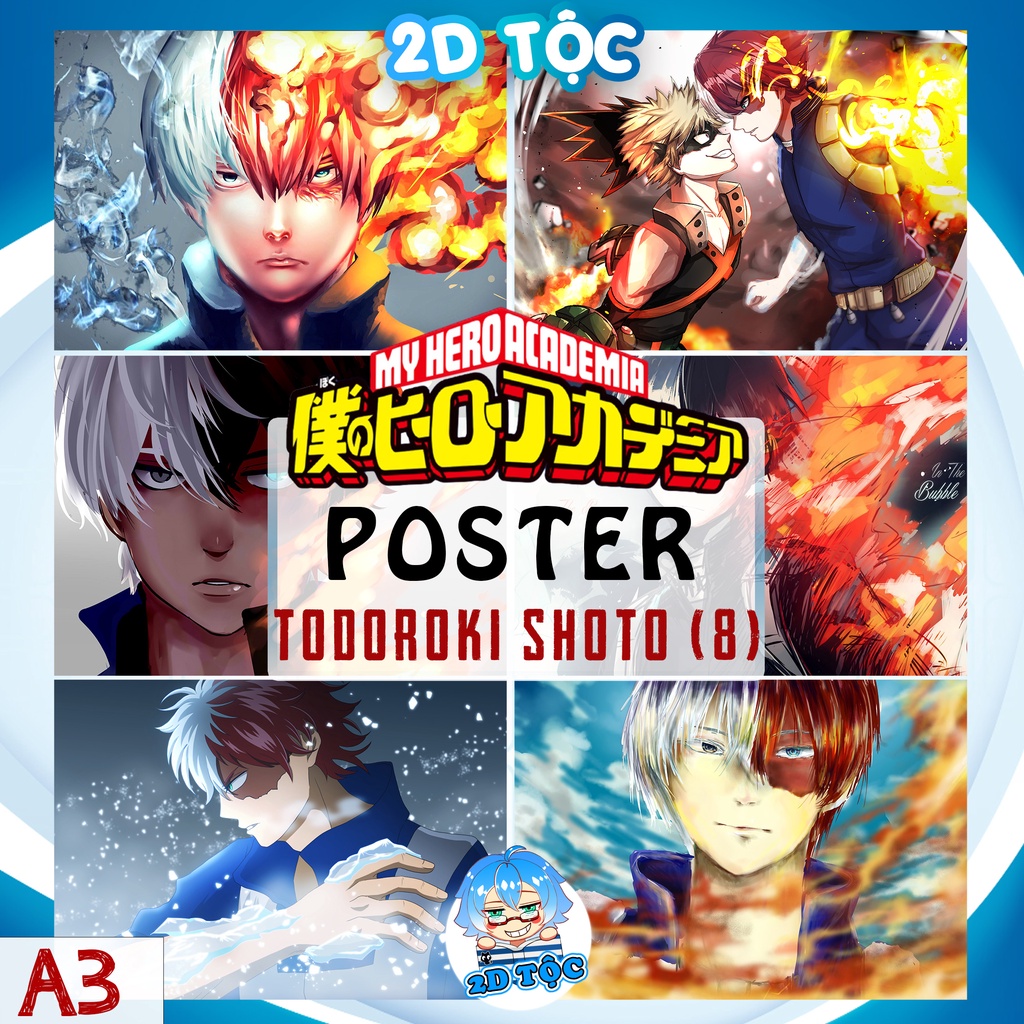 Tranh poster A3 Todoroki Shoto (8) Anime Manga My Hero Academia - 2D Tộc Shop