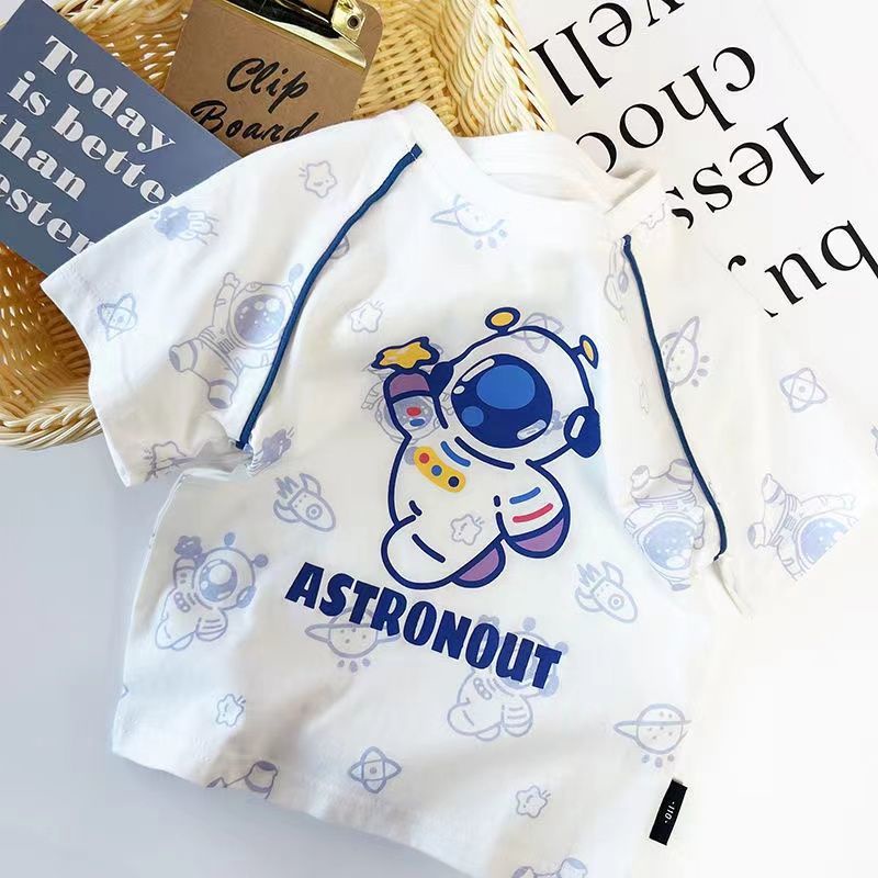 Áo Thun Cotton Nguyên Chất Họa Tiết Hoạt Hình Phong Cách Mới 2022 Cho Bé Trai