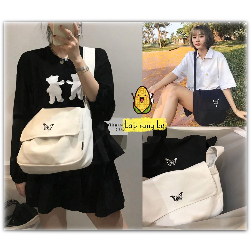 Túi đeo chéo vải canvas tote nam nữ unisex đựng sách a4 túi vải đi học đi chơi