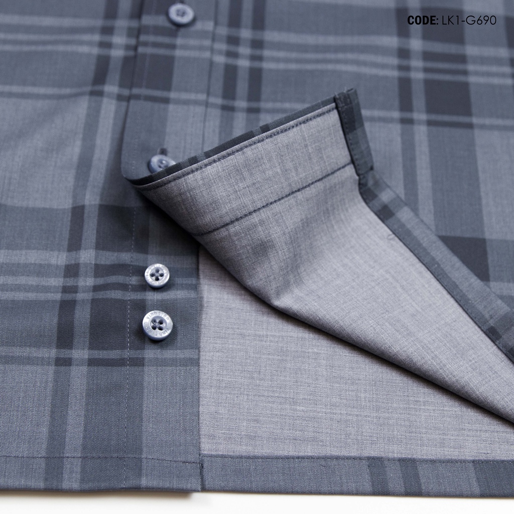 Áo Sơ Mi Nam Dài Tay Sọc Caro Bamboo Vĩnh Tiến Form Regular Vạt Ngang 475 - G690