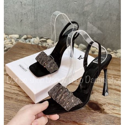 Giày cao gót quai nhún đính đá kim tuyến cao cấp 9cm (có clip) - BT602 - AMZO | BigBuy360 - bigbuy360.vn