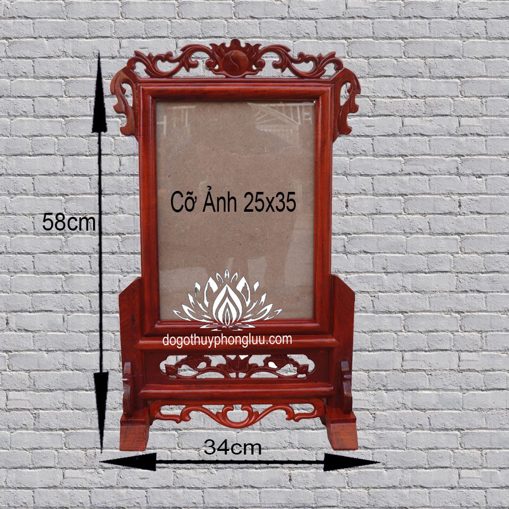 Khung ảnh thờ 25x35 đơn hoa lá tây gỗ hương giá rẻ