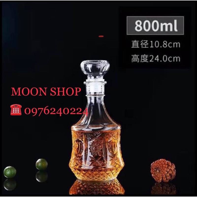 Bình đựng rượu thuỷ tinh mẫu trụ cổ hoa văn vương miện 750ml