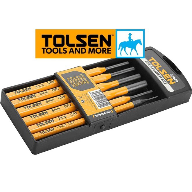 Bộ 6 Mũi Đục Tròn 1.5mm 8mm Dài 150mm Punch TOLSEN 25090