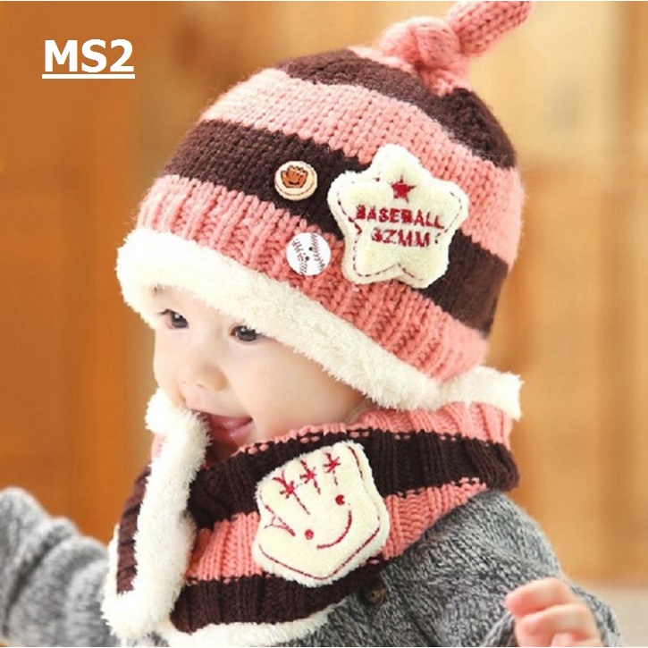 SET MŨ LEN + KHĂN LEN MINKBABY CHO BÉ 6 THÁNG- 4 TUỔI ( MẪU 3)
