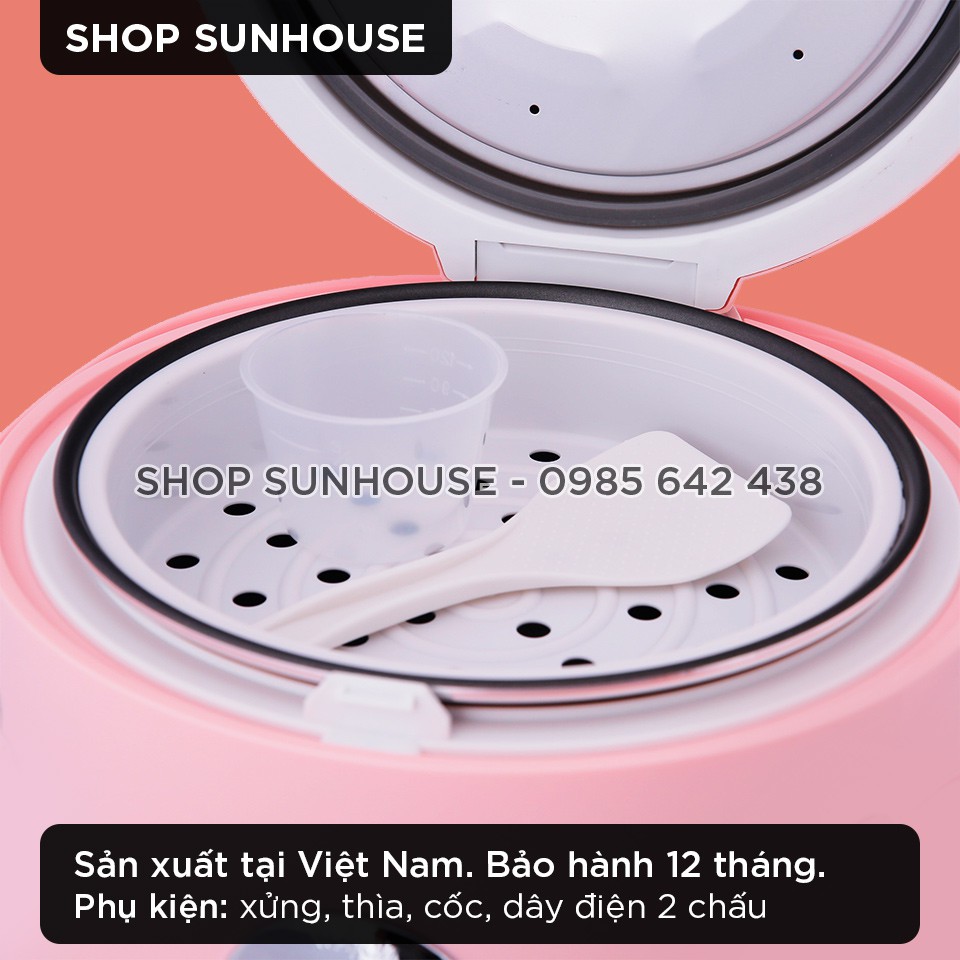 Nồi cơm điện 1.8L SUNHOUSE HappyTime HTD8521P thân nhựa siêu bền | BigBuy360 - bigbuy360.vn