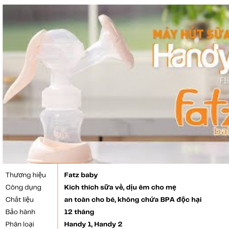 Máy hút sữa bằng tay Fatz không dây cho con cưng Handy 1 Handy 2 FB1007SL FB1010VN Mama Baby VN