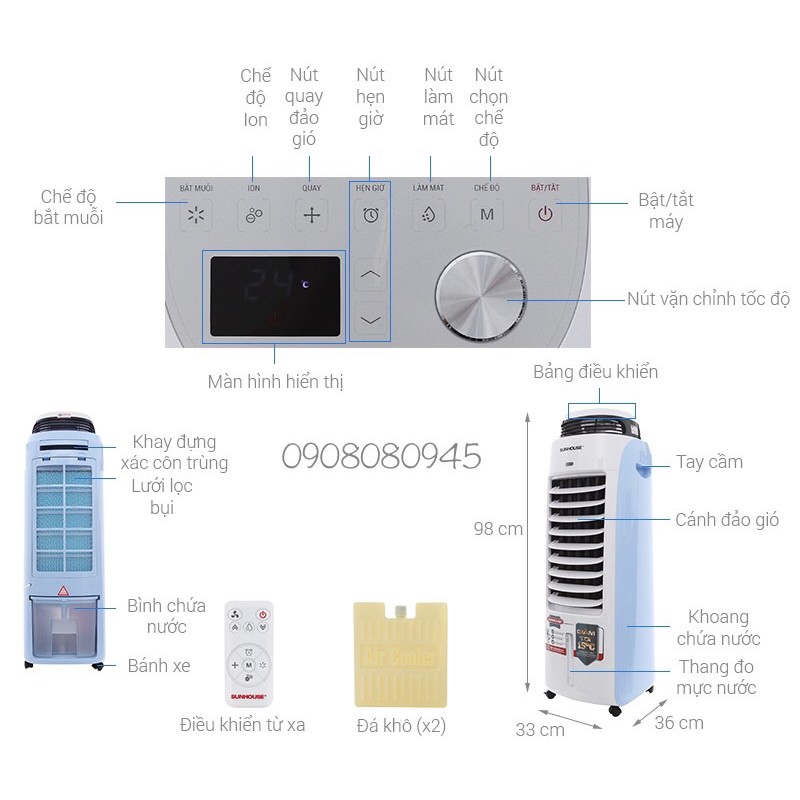 Quạt điều hoà làm mát và bắt muỗi Sunhouse SHD 7718