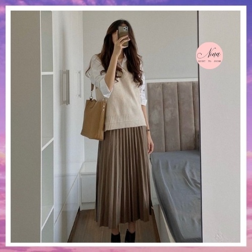 Áo Gile Len Nữ Trơn NinaStore Cổ V Hàn Quốc Form Rộng Nhiều Màu - SP000696 | BigBuy360 - bigbuy360.vn