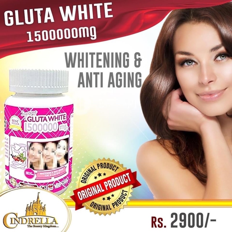 Hộp 30viên uông trắng da Supreme Gluta White 1500000mg Thái Lan