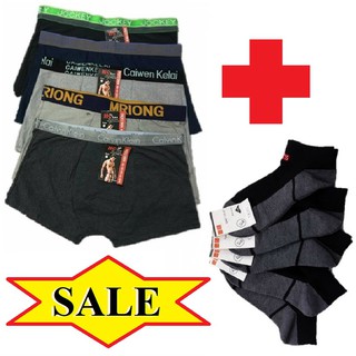 COMBO 5 Chiếc Sịp Đùi xuất khẩu HÙNG CƯỜNG + 5 Đôi Tất xuất Nhật UNI cổ ngắn