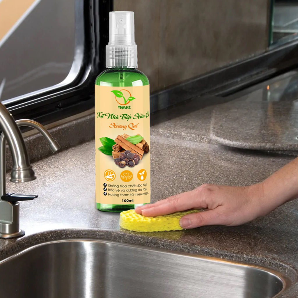 Combo nước lau bề mặt đa năng hữu cơ chiết xuất bồ hòn và tinh dầu thiên nhiên 500ml+ 10 khăn lau đa năng 2 mặt