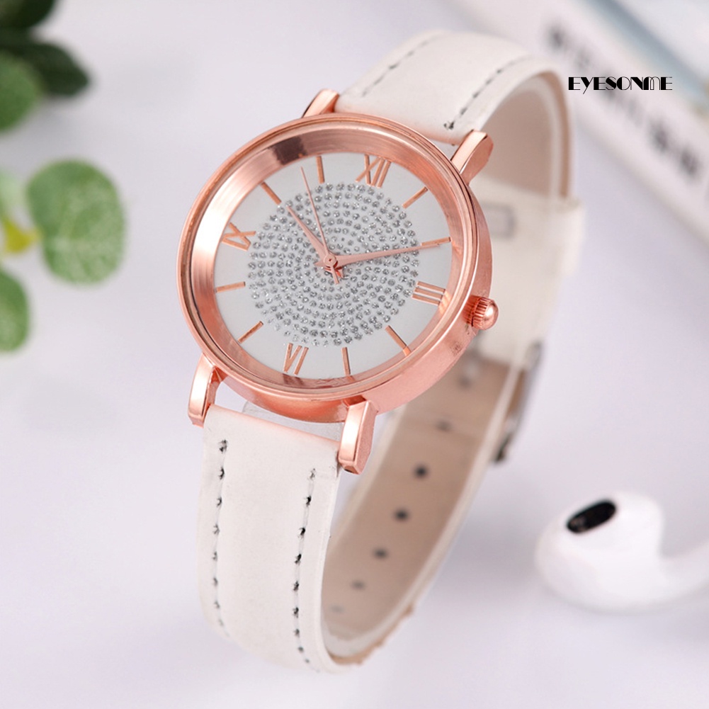 Đồng Hồ Nữ Mặt Tròn Đính Hột Xoàn Thời Trang