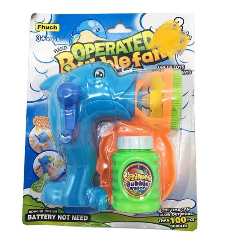 Súng bắn bong bóng xà phòng quay tay hình cá heo, sư tử, cá heo không pin có đèn