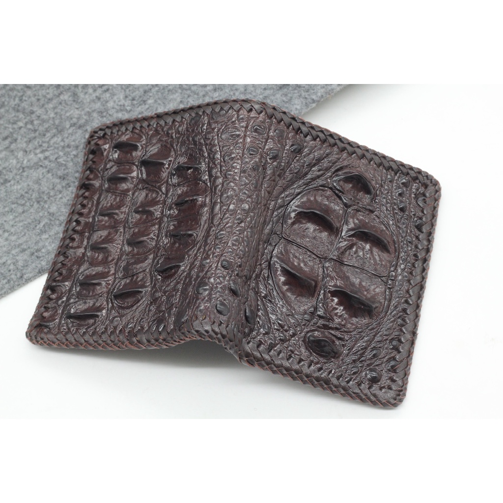 Ví Nam Gai Gù Cá Sấu Đứng Hai Mặt Songhan Leather WL099.Bóp Da Nam Đan Viền Thủ Công Khâu Tay.Bảo Hành 12 Tháng