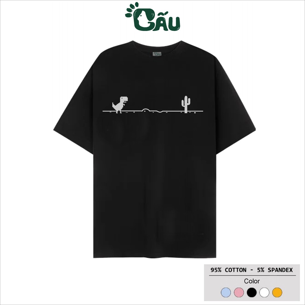 Áo thun tay lỡ Gấu 194 Unisex from rộng Local Brand Ulzzang vải coton cao cấp dày dặn, co dãn - Khủng Long Mất Mạng