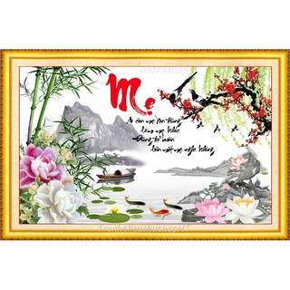 Tranh đính đá chữ mẹ 80*52cm vs259 - tự đính