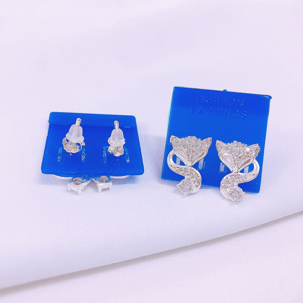 BÔNG TAI HỒ LY ĐÍNH ĐÁ TẤM NHỎ - KHUYÊN TAI BIBI SILVER - BBS