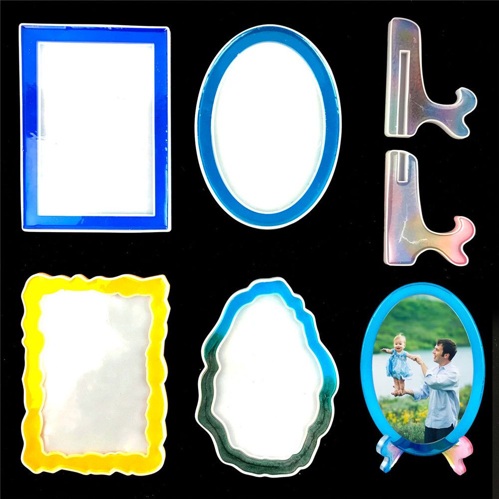 Khuôn Nhựa Làm Khung Ảnh DIY Có Giá Đỡ|Khuôn Silicone Làm Trang Sức Hình Vuông Tròn