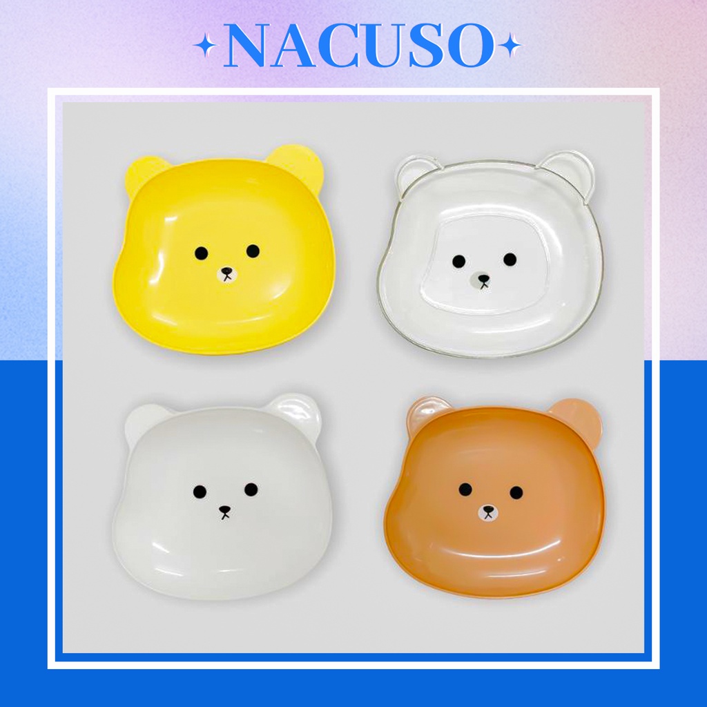 Đĩa nhựa hình gấu đựng thức ăn vặt tiện lợi, đĩa nhựa trang trí decor bàn ăn có khay đựng – NACUSO
