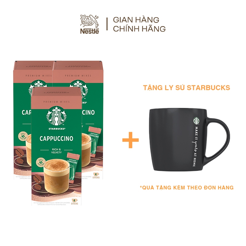 Combo 3 Hộp Cà phê hòa tan cao cấp Starbucks® Cappuccino