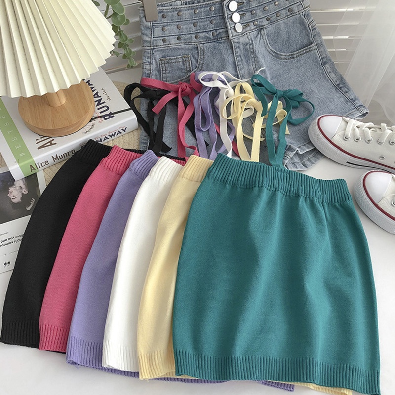 Áo Dệt Kim Sát Nách Dáng Ôm Cột Dây Kiểu Hàn Quốc Dễ Phối Đồ