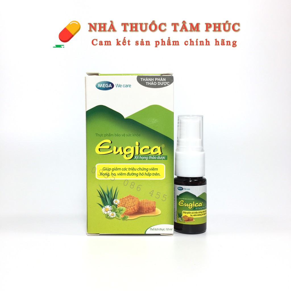 Xịt Họng Eugica- Hỗ Trợ Nhuận Phế, Giảm Ho, Giảm Các Triệu Chứng Đau Họng, Viêm Đường Hô Hấp Trên