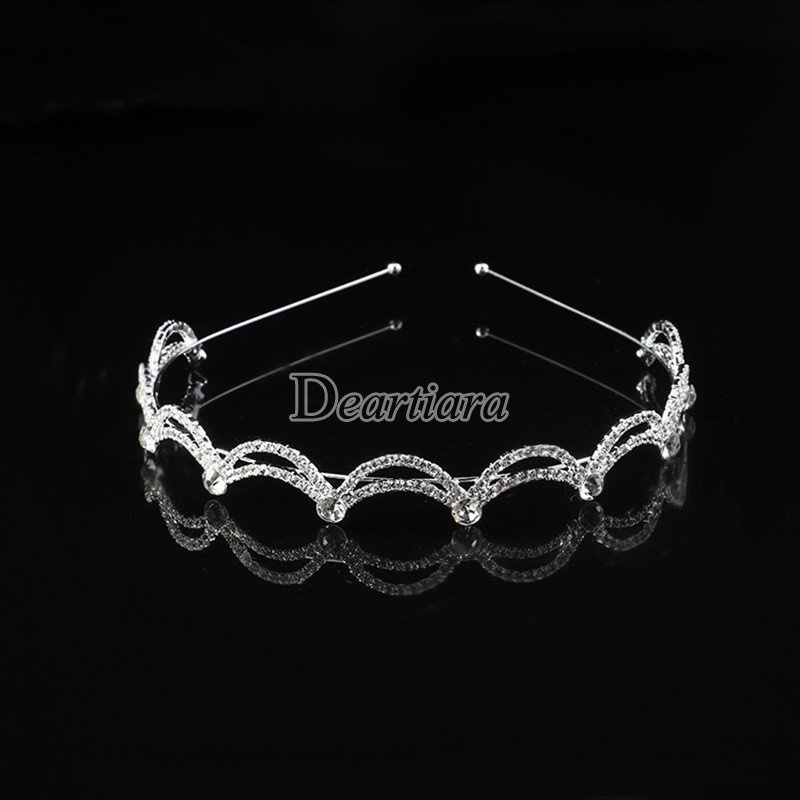 Băng Đô Cài Tóc Hai Lớp Gợn Sóng Đính Kim Cương Đơn Giản Thanh Lịch Thời Trang Dành Cho Nữ