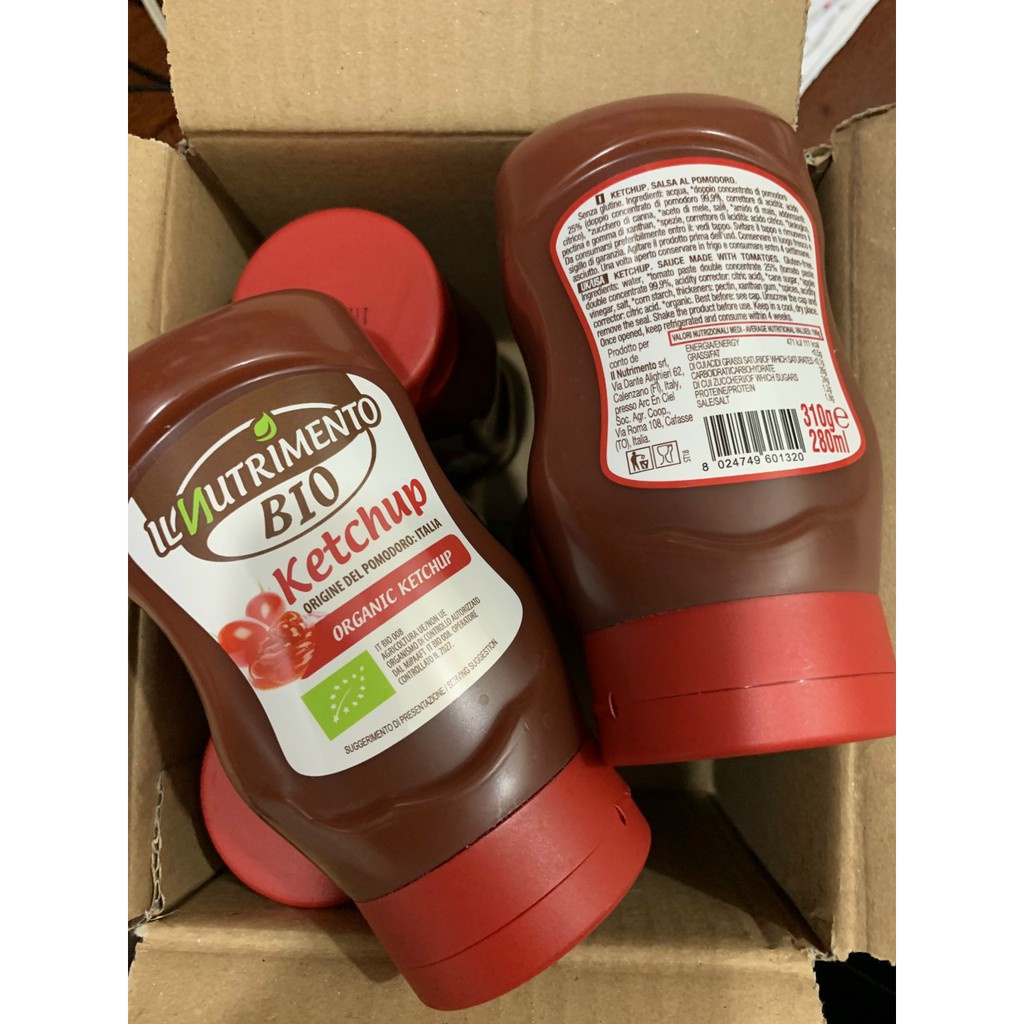 Tương Cà Chua Úp Ngược Ketchup/ Tương Cà Hữu Cơ 310g IL Nutrimento Organic Ketchup Chấm Đồ Chiên Rán, Pha Nước Sốt