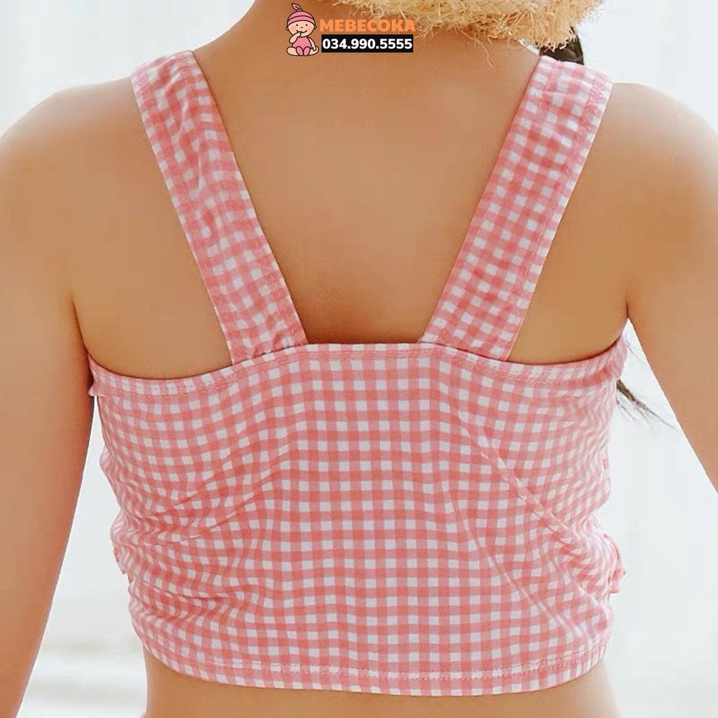 Đồ bơi trẻ em ,Bộ đồ bơi kẻ caro cao cấp chất LYCRA Hàn,siêu dễ thương cho bé gái