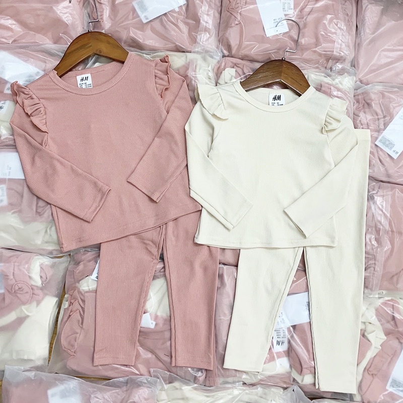 Set 2 bộ cotton gân hàn HM cho bé