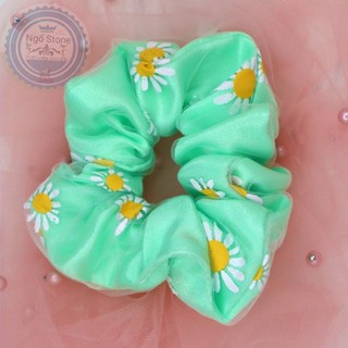 Cột Tóc Vải Scrunchies Hoa Cúc 2 Lớp