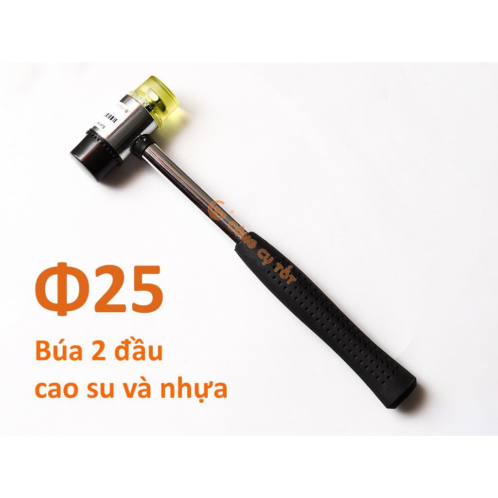 Búa cao su 2 đầu Φ25mm cán kim loại bọc nhựa 25cm x 250g