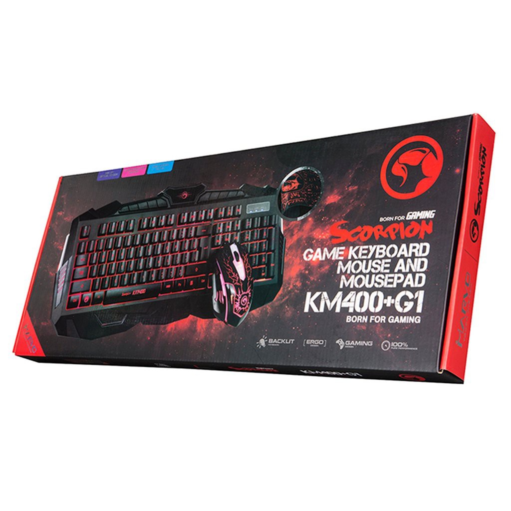 Combo bộ bàn phím + chuột + lót chuột mousepad Marvo KM 400 + mousepad G1