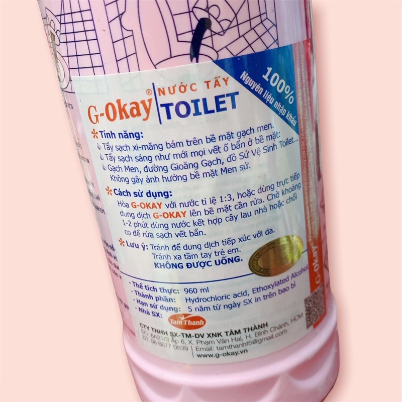 NƯỚC TẨY BỒN CẦU NHÀ VỆ SINH OKAY THÁI LAN 960 ML.