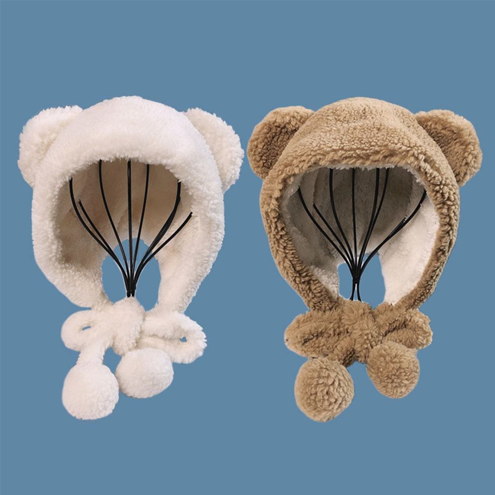 Nón Len Chỏm Giữ Ấm Tai Gấu Dễ Thương Dành Cho Nữ