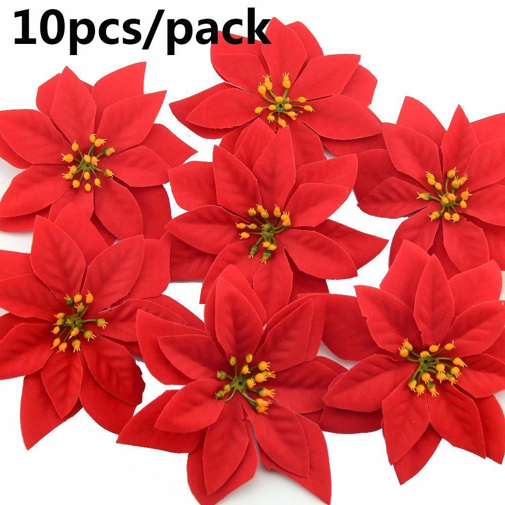 Set 10 bông hoa trạng nguyên 14cm nhiều màu sắc độc đáo dùng để trang trí cây thông giáng sinh