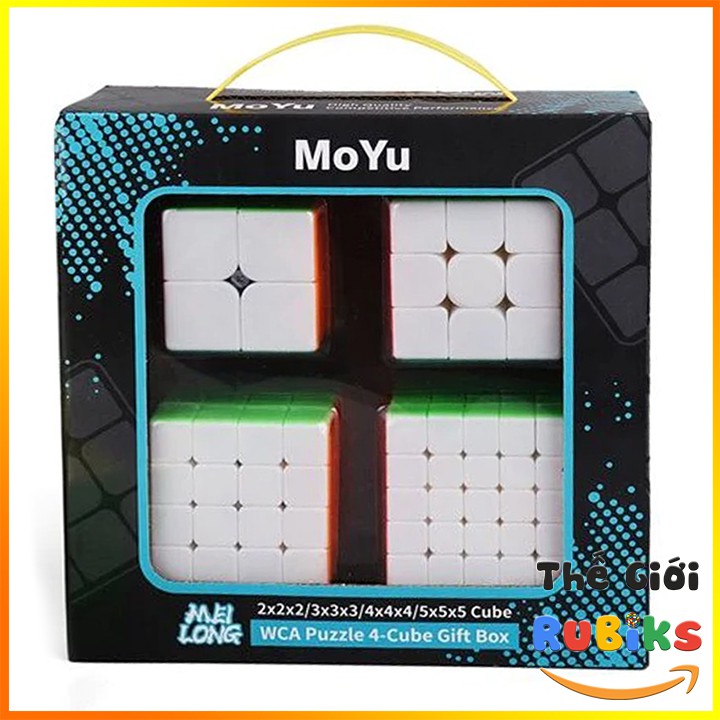 Hộp 4 Rubik MoYu MFJS MeiLong 2x2 3x3 4x4 5x5 Gift Box WCA Cube