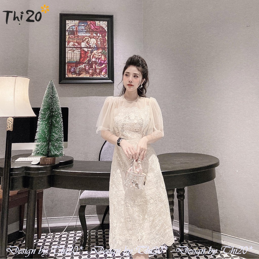 Đầm dự tiệc ren dáng xòe V4014, thời trang thiết kế Thi20* phù hợp diện đi làm, đi sự kiện, đi tiệc, đi chơi, đi biển | BigBuy360 - bigbuy360.vn