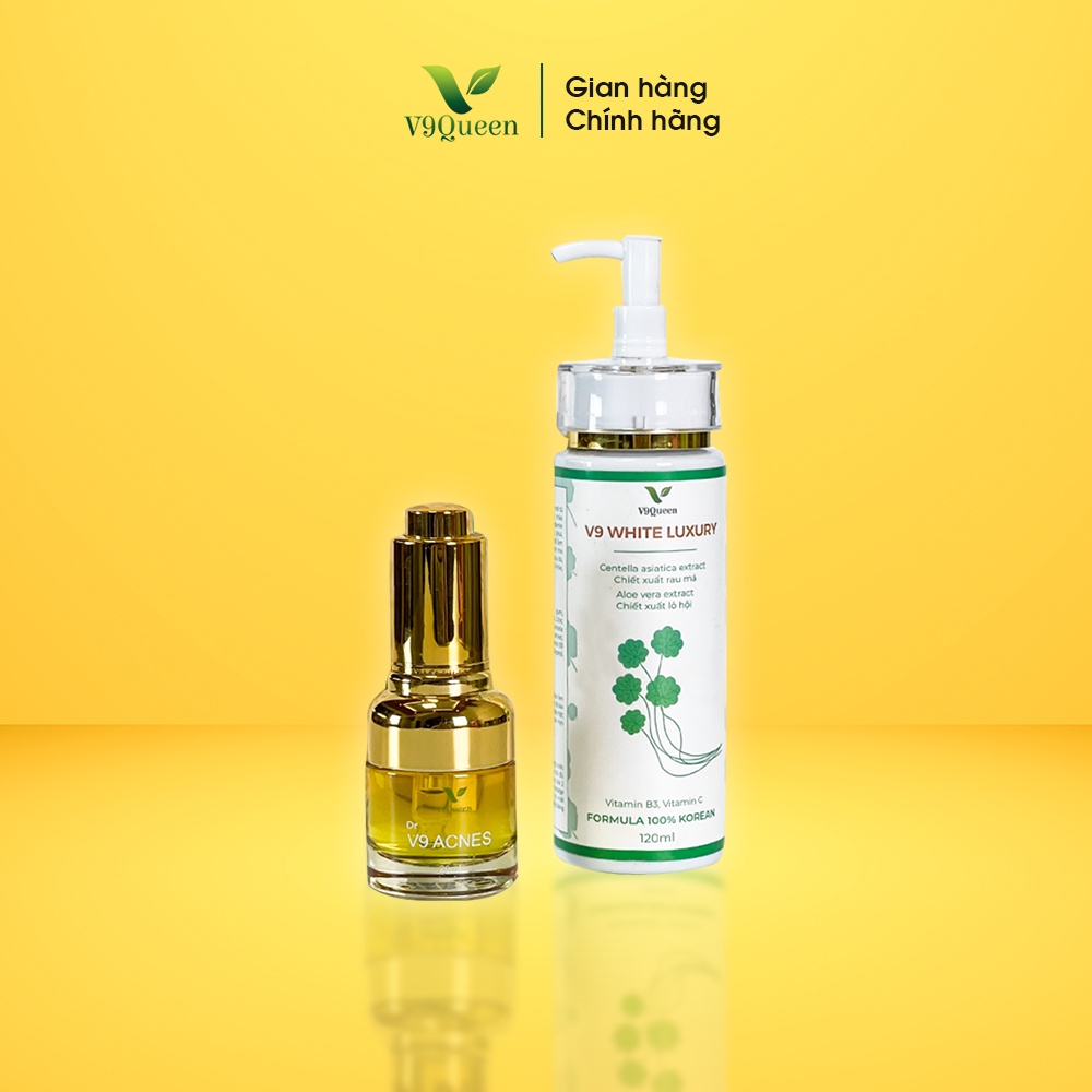 Combo Mụn, Serum + Sữa Rửa Mặt Rau Má - Mỹ Phẩm Bà Bầu V9Queen | BigBuy360 - bigbuy360.vn