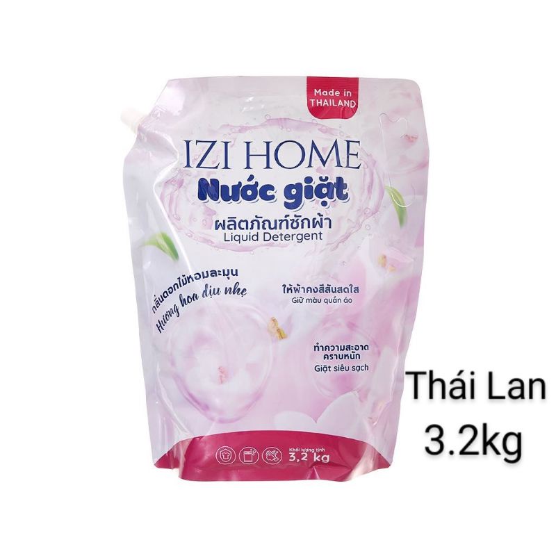 [ Thái Lan ] Nước giặt IZI HOME hương hoa dịu nhẹ túi 3.2kg