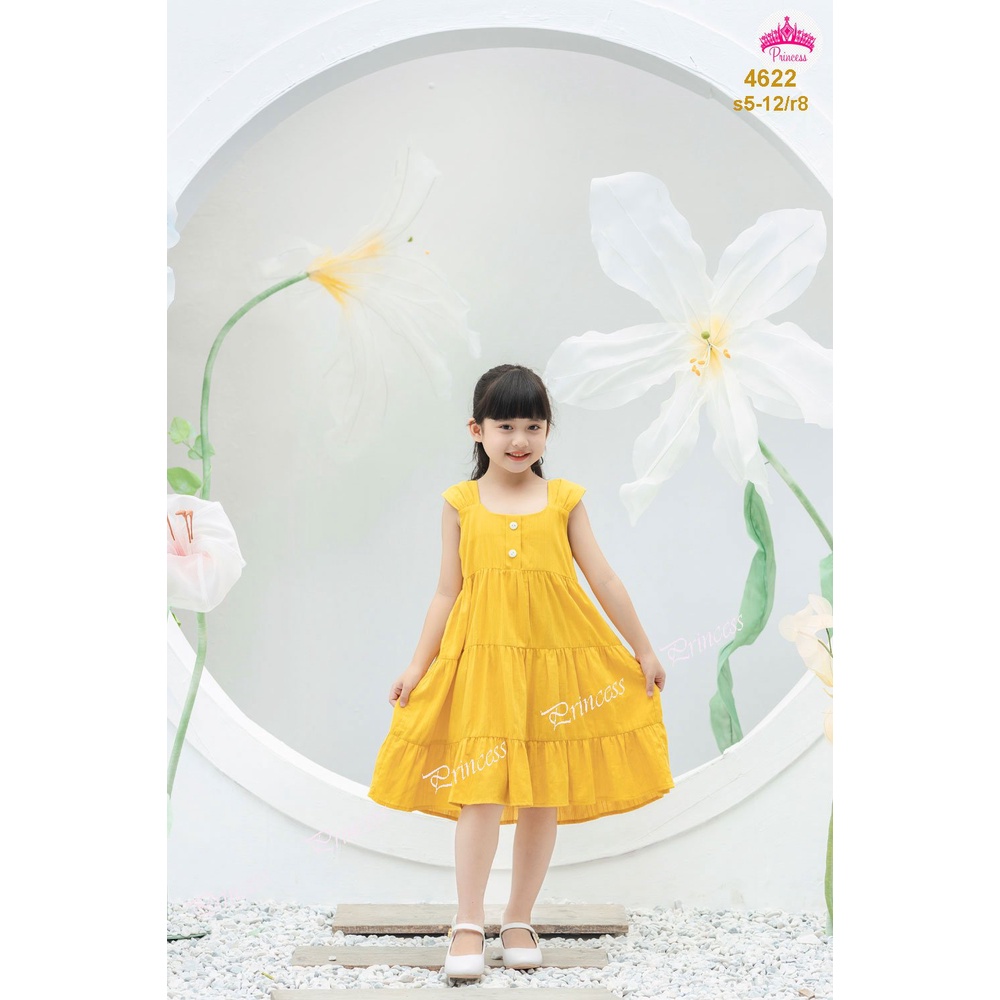 Đầm công chúa Princess màu vàng xòe 3 tầng Size 5-12y ( 22kg- 40kg) - Milkshop